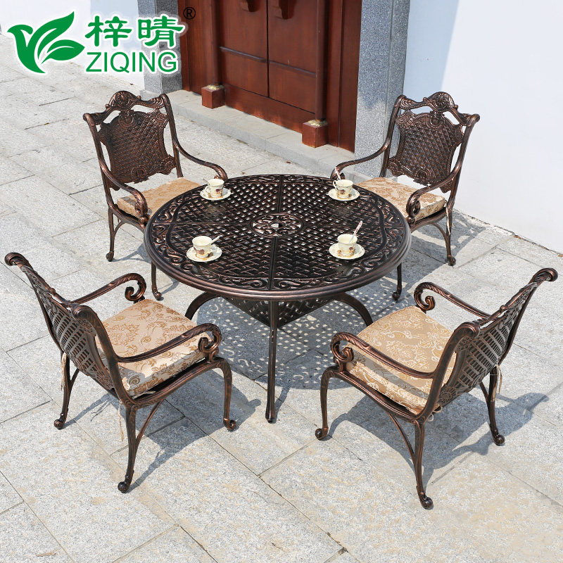 Ziqing Outdoor Courtyard Cast Aluminum Tables and Chairs Villa Outdoor Leisure Roof Garden Leisure Combination Balcony Tables and Chairs Set