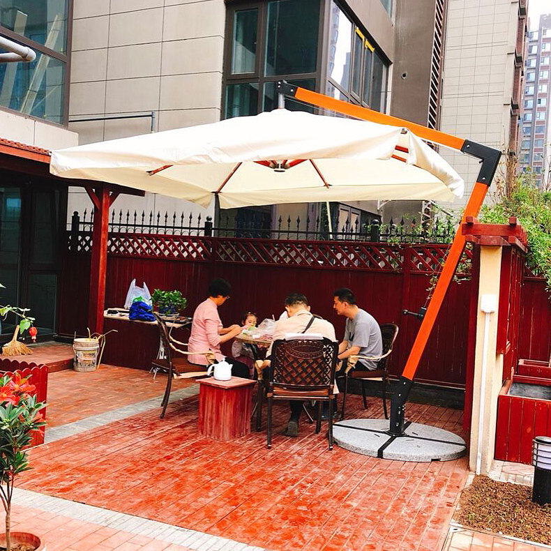 Ziqing Outdoor Parach Park Park Umbrella 3 meters Indonesian Wooden 7 - word umbrella outdoor terrace solid wood garden umbrella