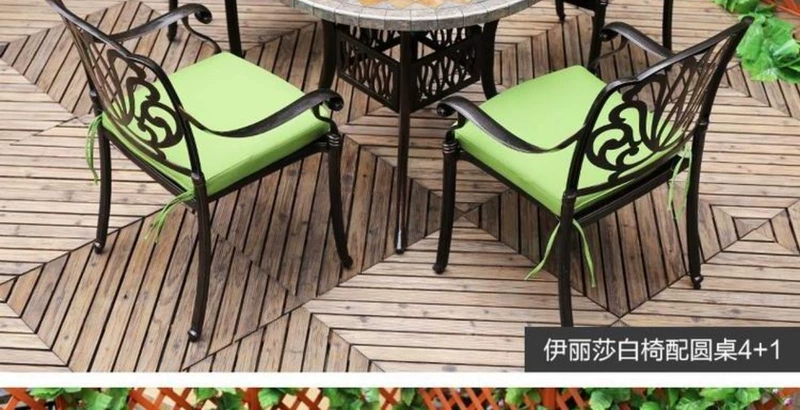 晴 Bàn ghế ngoài trời ban công kim loại đúc đồ nội thất bằng nhôm giải trí ngoài trời bằng đá cẩm thạch rèn kết hợp năm mảnh