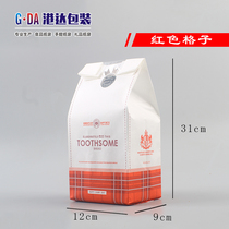 Factory Kraft paper bag custom window transparent bread bag disposable baked goods square bottom toast bag spot