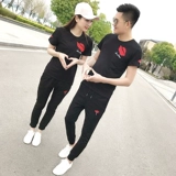 Мужской летний спортивный костюм для влюбленных для отдыха, комплект, коллекция 2021, в корейском стиле, короткий рукав