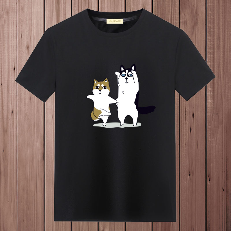 Shenfan Dog Black2021 summer new pattern man Short sleeve T-shirt Undershirt pure cotton upper clothes easy trend Half sleeve Compassionate men's wear