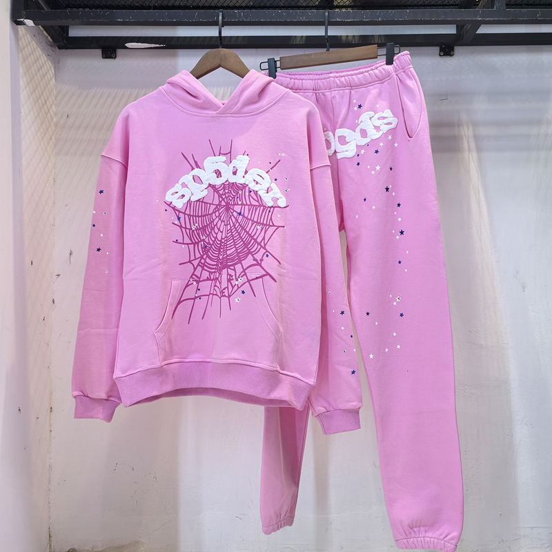 Sp5Der Tracksuit American Trendy High Street Hip-Hop Spring and Autumn Sports Casual Loose Pure Cotton Sweatshirt and Pants Set Sp5Der Tracksuit American Trendy High Street Hip-Hop Spring and Autumn Sports Casual Loose Pure Cotton Sweatshirt and Pants Set
