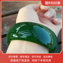 Xinjiang natural A goods Hetian Jade Jasper bracelet women spinach green widened padded Jasper bracelet