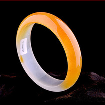 Natural a goods Xinjiang Hetian Jade gold silk jade bracelet Kunlun sugar white jade bracelet Gobi girl Jade Bracelet