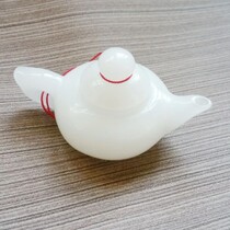 Natural Hetian Jade hand pieces Xinjiang Kunlun Jade White Jade small teapot handle pot (Hu) play