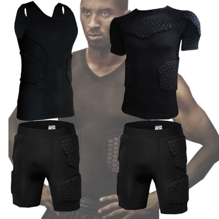 Honeycomb Basketball Anticollision Short Sleeves Inside Wearing Pads Tight Clothing Protective Vest Shorts Football Training Armor Man-Taobao