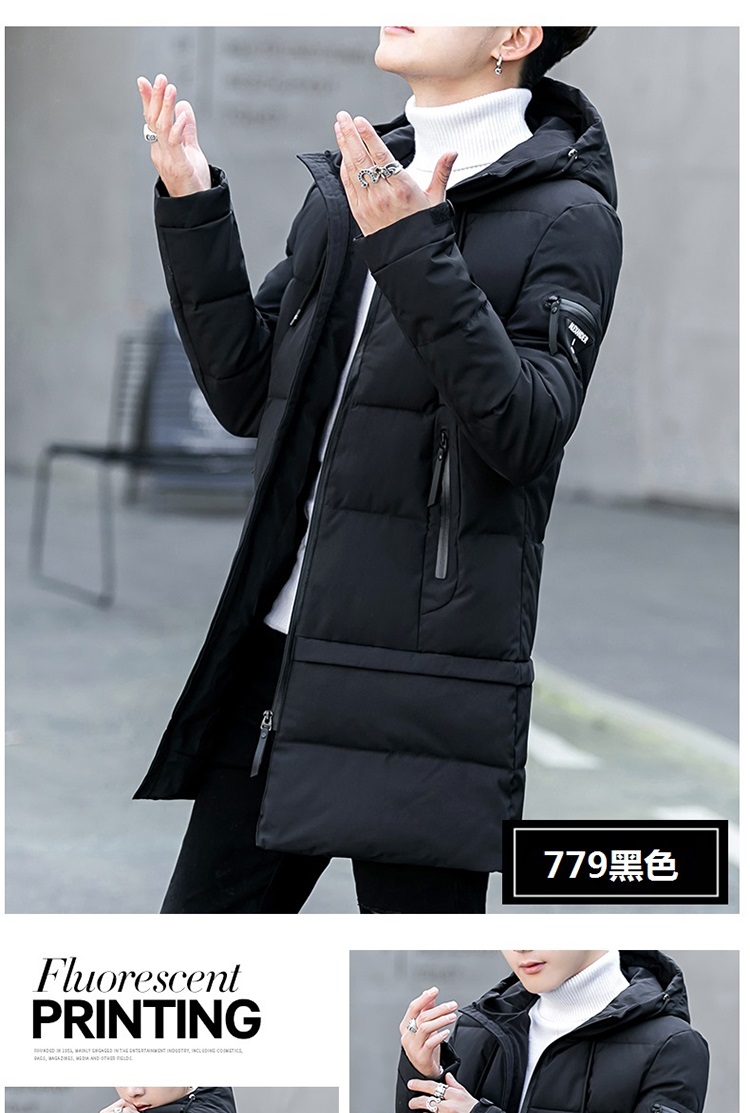 Mid-length cotton coat nam áo khoác dày 2017 mới mùa đông bông áo khoác xu hướng trên quần áo Hàn Quốc phiên bản của xuống áo khoác áo khoác bomber nam