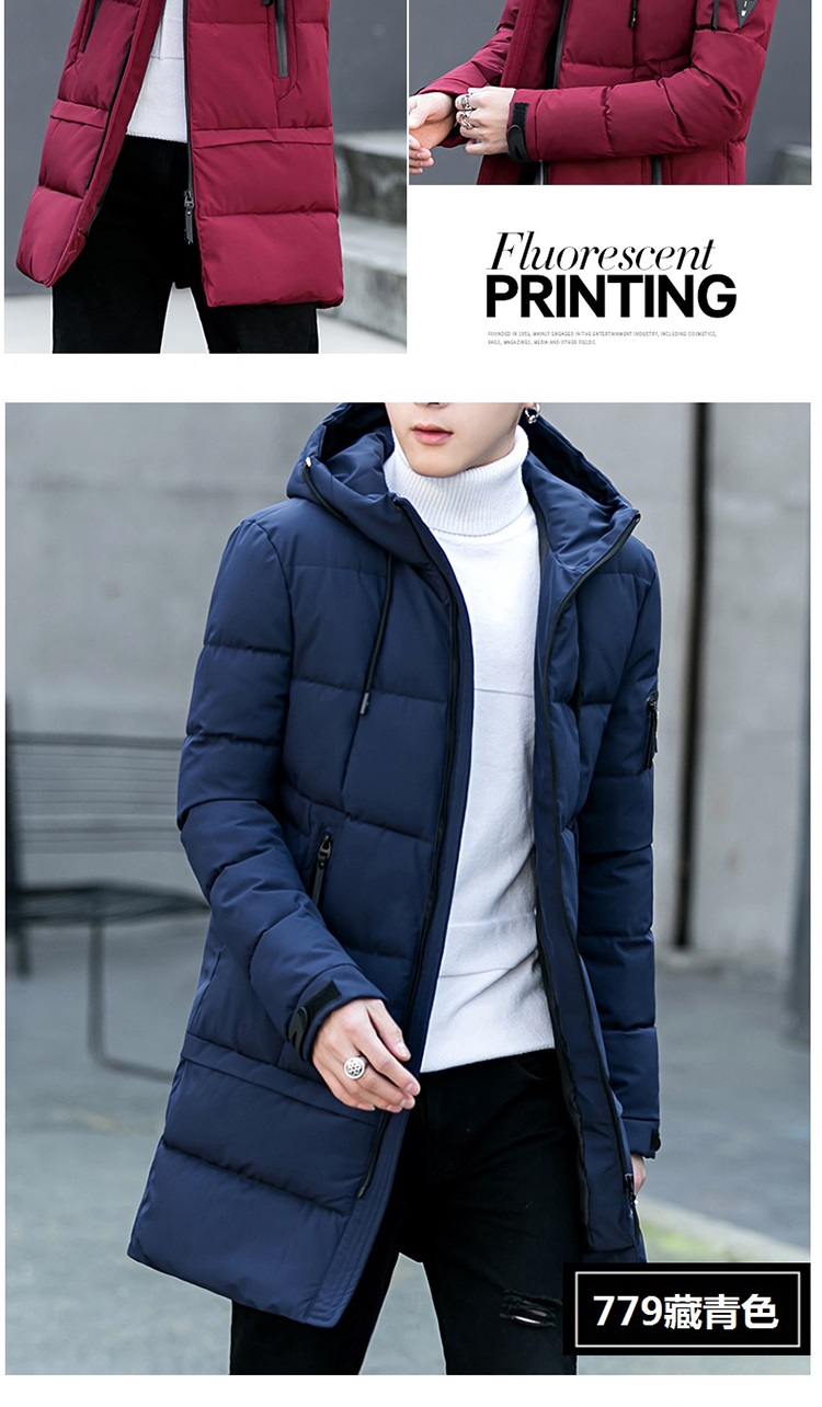 Mid-length cotton coat nam áo khoác dày 2017 mới mùa đông bông áo khoác xu hướng trên quần áo Hàn Quốc phiên bản của xuống áo khoác