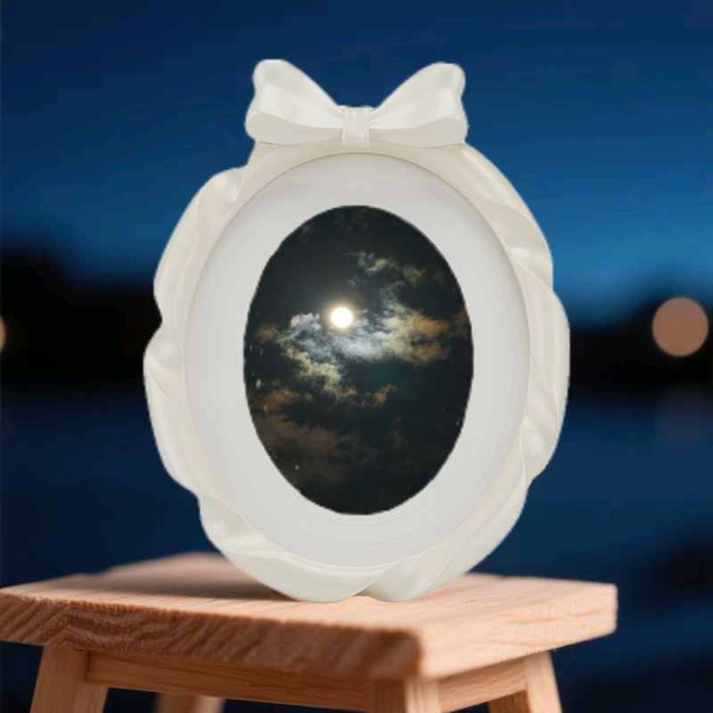 Himore Pure White Elegant Pearlescent Ribbon Photo Frame 6inch Photo Frame Home Decoration Ornament Gift