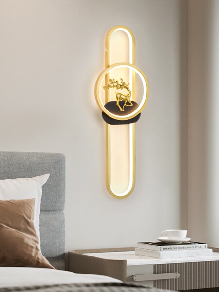 Zhongshan Lamps Bench Deer Wall Lamp Living Room Television Background Wall Modern Simple and Light Luxury Grille Lamp Bedroom Bedside Lamp