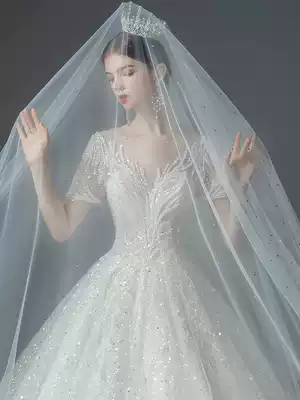 French main wedding dress 202021 new bride big tailing Super fairy temperament high-end heavy industry Luxury Luxury