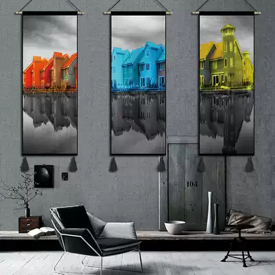 Nordic hanging painting black and white architectural Tapestry bedroom living room decoration painting studio corridor porch decoration mural