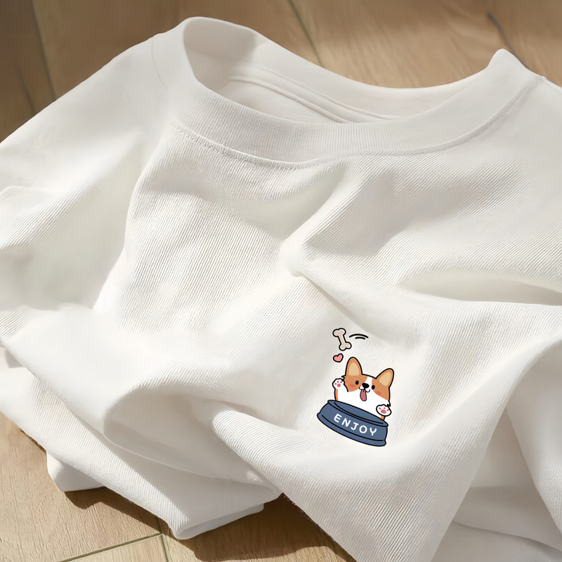 Loose-Fitting Cotton Short-Sleeve T-Shirt for Women, Summer Thin Style, Cartoon Print, Oversized, White, Vintage, Slimming ins Top Loose-Fitting Cotton Short-Sleeve T-Shirt for Women, Summer Thin Style, Cartoon Print, Oversized, White, Vintage, Slimming ins Top