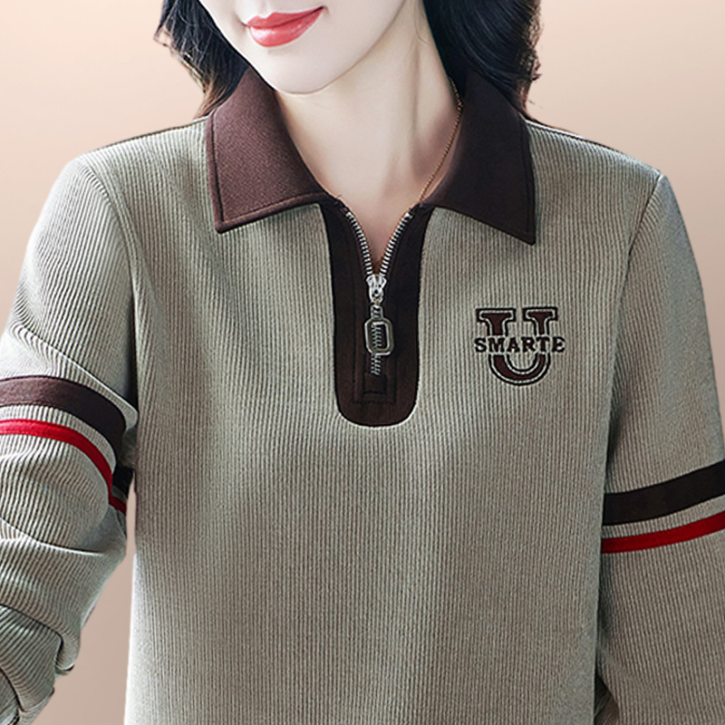 Women's Spring and Autumn Jacket 2026 New Polo Collar Sweatshirt Women's Half-Zip Long-Sleeve Letter Print Casual Top