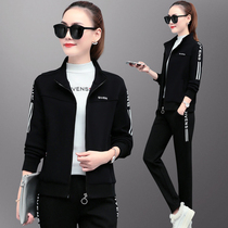 Sports suit womens autumn winter sportswear casual three-piece set 2020 new fashion foreign style plus velvet padded running suit