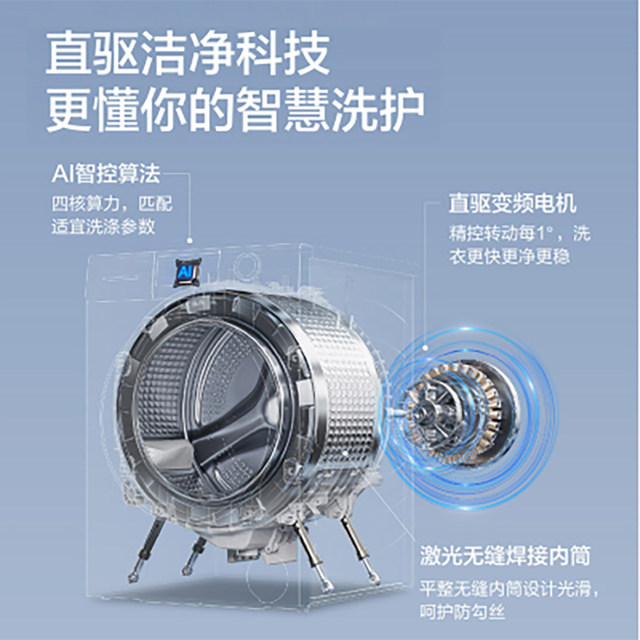 Haier Xqg100-Bd14586Tlu1 Direct Drive Inverter Active Water Essence Washing Drum Washing Machine with Dual Intelligent Dispensing