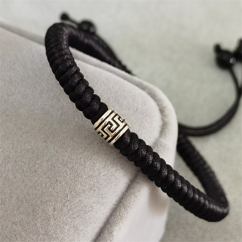 Pure Silver Beads S925 Fortune Beads Can Be Used to Add Hair for Self-Braiding DIY Couple's Material Kit, Diamond Knot Bracelet for Men and Couples