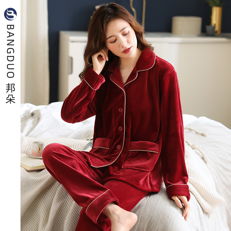Women's Pajamas, Spring and Autumn Style, Coral Fleece, Thickened and Fleece-Lined for Autumn and Winter, Red, Zodiac Year, Winter Thin Flannel Loungewear Women's Pajamas, Spring and Autumn Style, Coral Fleece, Thickened and Fleece-Lined for Autumn and Winter, Red, Zodiac Year, Winter Thin Flannel Loungewear