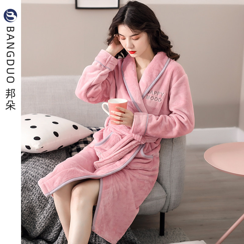 Sleeping Robe Women Winter Coral Suede Pyjamas Thickened gush autumn Winter flange suede Home Winter Long Version Warm Bathrobe