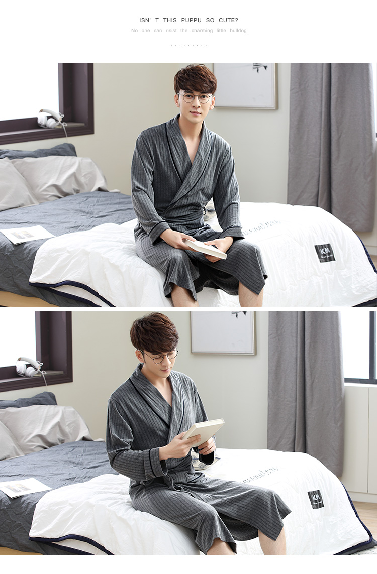 Áo ngủ nam mùa xuân và mùa thu dài tay modal cotton áo choàng tắm đồ ngủ trung niên nam mỏng phần mùa hè áo tắm kích thước lớn pijama dài tay