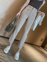 South Korea 2021 spring and summer new high waist casual pants womens ankle-length pants hanging smoke pipe suit pants Harlan radish pants tide