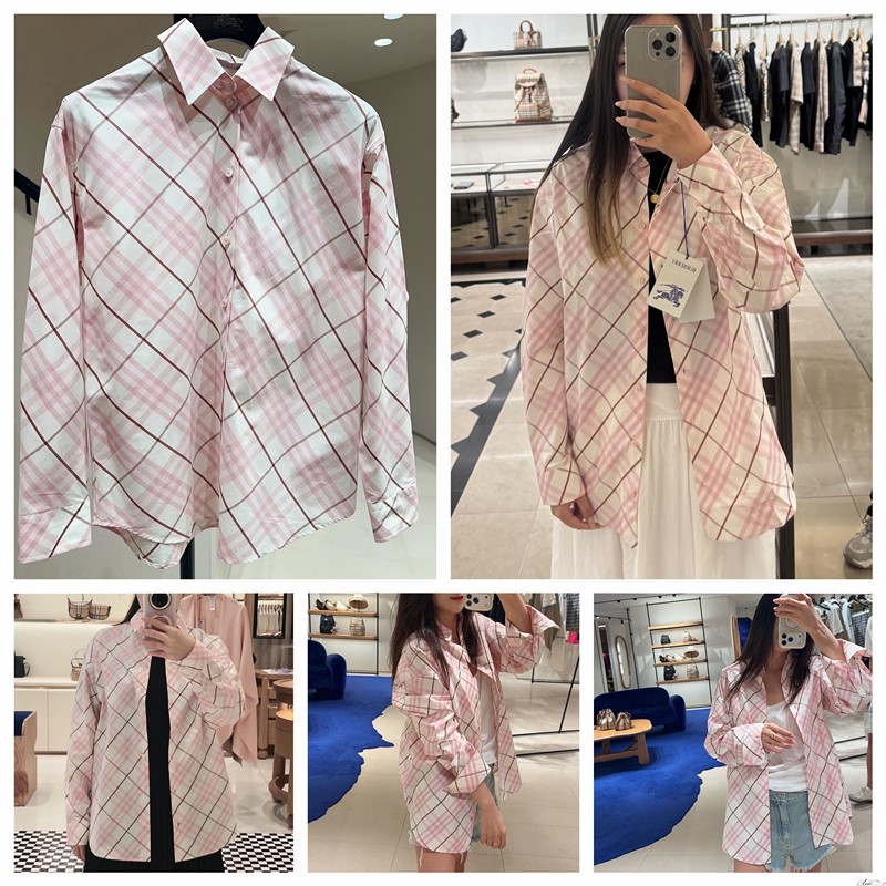 Burberry/Burberry New Style Patchwork Color-Block Plaid Single-Breasted Shirt Women's Shirt Jacket Men's