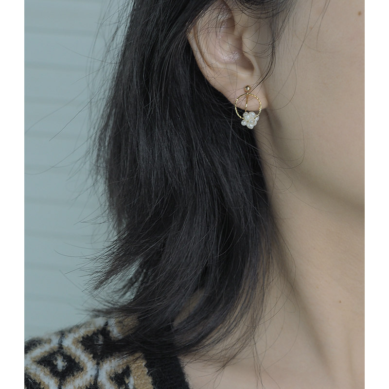 hzyeyuan pearl ball ring ear clip without earhole ear bone clip earrings elegance brief ear decoration Japan-ROK 00999