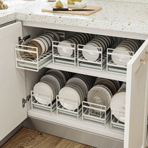 Cabinet bowls tray containing frame drawers built-in bowl frame telescopic lid rack kitchen shelve cabinet Dishes Drain rack