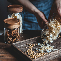 Seal Tank Glass Phase Thiswood Storage Tank Food Grade Intake With Lid Coffee Bean Tea Large Grain Cereal Bottle