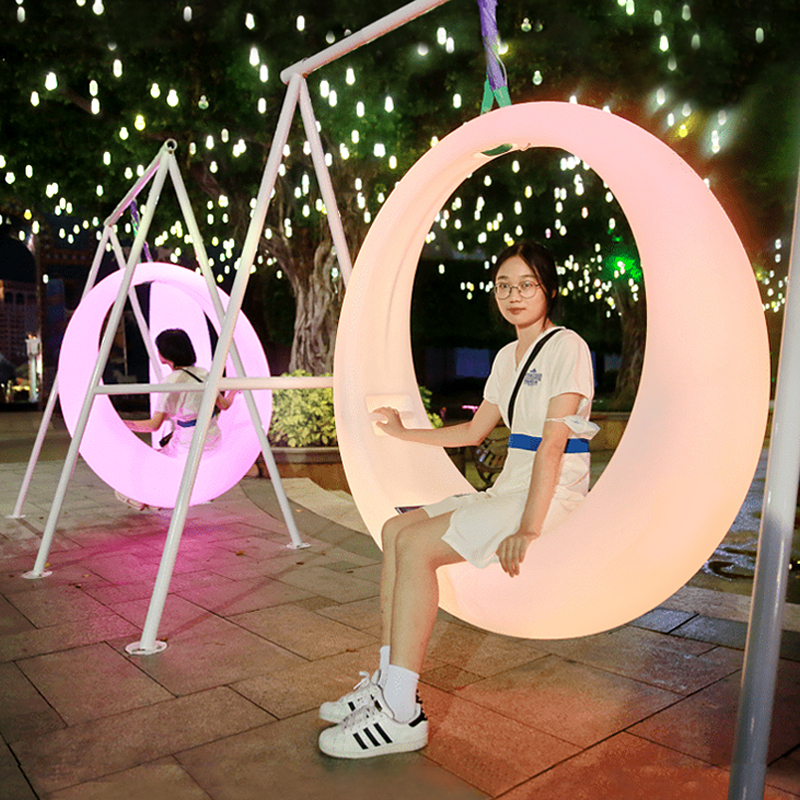 Outdoor Autumn Thousands Solar Waterproof Luminous Moon Bright Light Chair Lawn Patio Net Red Hanging Chair Children's Pleasure Facilities-Taobao