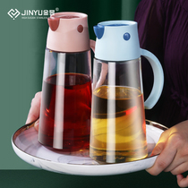 Oil pot Oil tank Household kitchen automatic opening and closing glass oil bottle leak-proof vinegar pot oil bottle Sauce sesame oil vinegar seasoning bottle