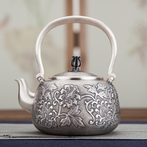 Silver pot sterling silver 999 kettle flowers like brocade pure hand-made household tea set boiling water kettle