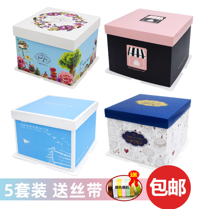 Three-in-one 4 inches 6 inches 8 inches 10 inch Cake Forest Birthday Cake box framed Monolayer Packaging Box Five Sets-Taobao
