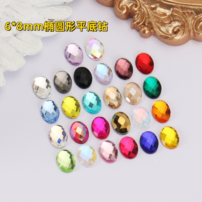 6*8mm Faceted Oval Flat-Back Rhinestones Glass Crystal DIY Phone Case Embellishments Rhinestones Shoe Bag Accessories