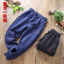 2020 Winter Clothing Children Plus Suede Sports Pants Large Color Cotton Thickened Integrated Suede Pants Boy Winter Cotton Pants