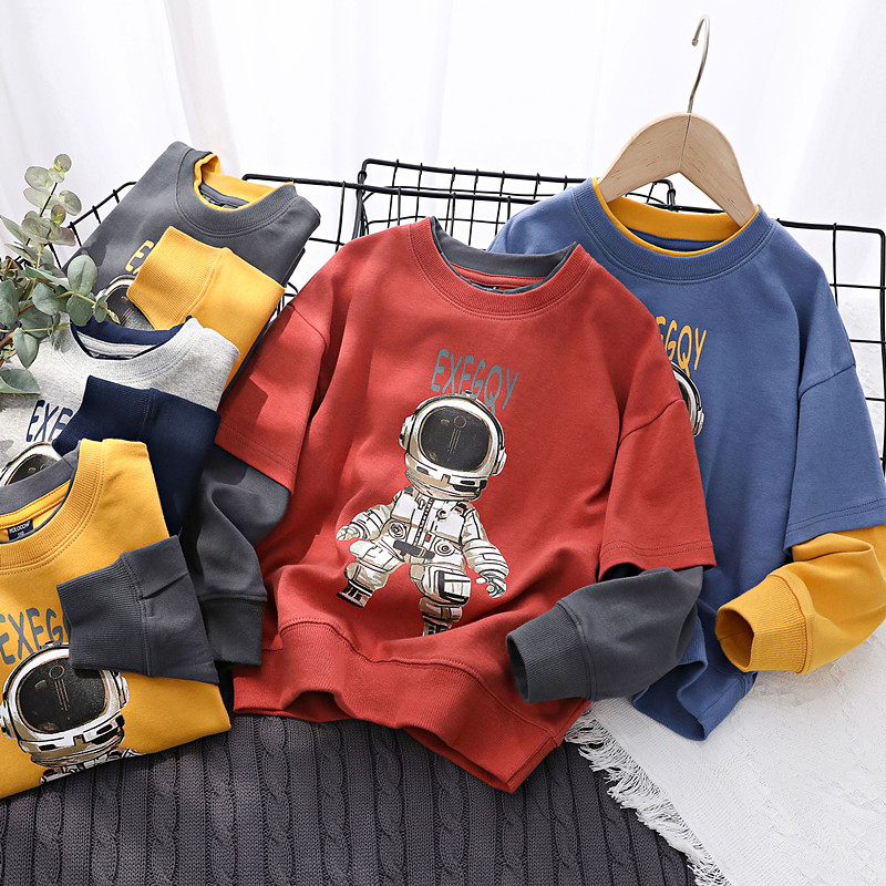 2022 Chunqiu Children's astronaut Yuanled thick cotton T boy baby pure cotton beaten bottom CUHK Scout jacket head jacket