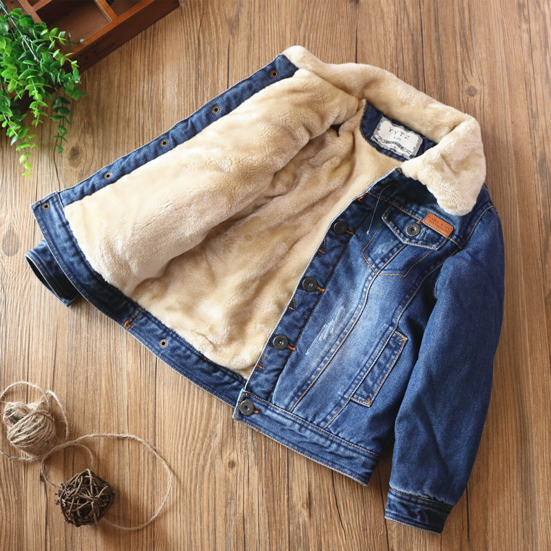 Boy plus cowboy coat 2022 children's short - hair tissue clothes in cotton clothes