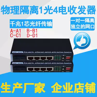 Gigabit 1 Optical 4 Electrical Physical Isolation Fiber Optic Transceiver IP Isolation Network Network Interface Isolation Full Gigabit Custom Version