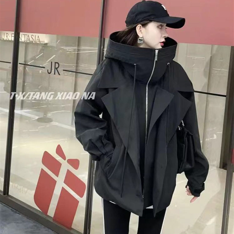 Ogoods Lianhood Jacket Jacket Woman Outdoor Assault clothing Fried Street Jacket Loose Nets red tides Overalls Little Leisure