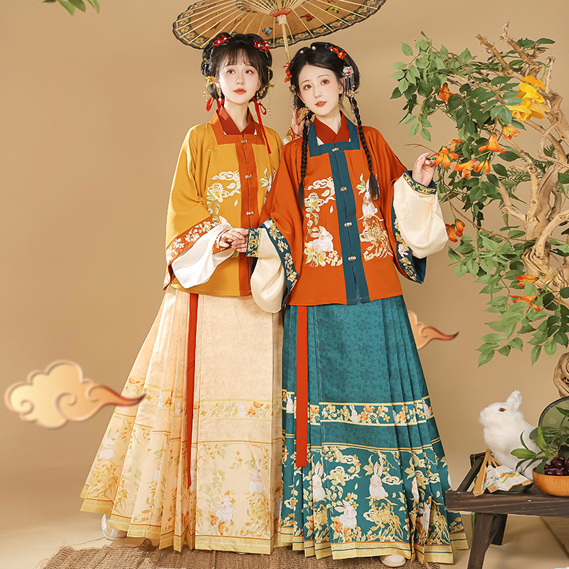 Original Hanfu for Women from Tanxiang Pavilion, Chinese Style Square-Neck Top, Qian Tu Wu Liang, Autumn and Winter Pleated Student Clothing, Ming-Style Ma Mian Original Hanfu for Women from Tanxiang Pavilion, Chinese Style Square-Neck Top, Qian Tu Wu Liang, Autumn and Winter Pleated Student Clothing, Ming-Style Ma Mian
