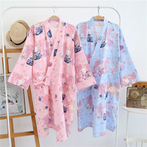 Spring Summer Fall Thin pure cotton cloth Sleeping Burqa Day Style Cherry Blossom Kimono and Sweat Steamed Bathing Suit Cotton Pyjamas womens sweatshirt Long sleeping dress