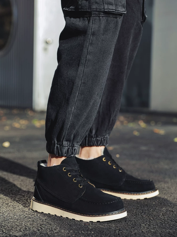 Fkktyуugg Snow Boots Male Shepherder Boot Boots Northeast Plel Dan -size Boots Waterproof High Cotton Shoes