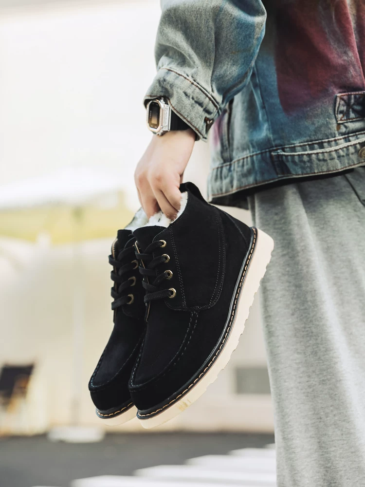 Fkktyуugg Snow Boots Male Shepherder Boot Boots Northeast Plel Dan -size Boots Waterproof High Cotton Shoes