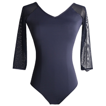 Danbaoluo body training clothing womens mid-sleeve milk mesh jumpsuit black dance practice clothing dance practice clothing