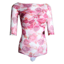 Waltz dance tops modern dance mesh push-up chest Latin dance clothes one-shoulder practice clothes brand dance clothes