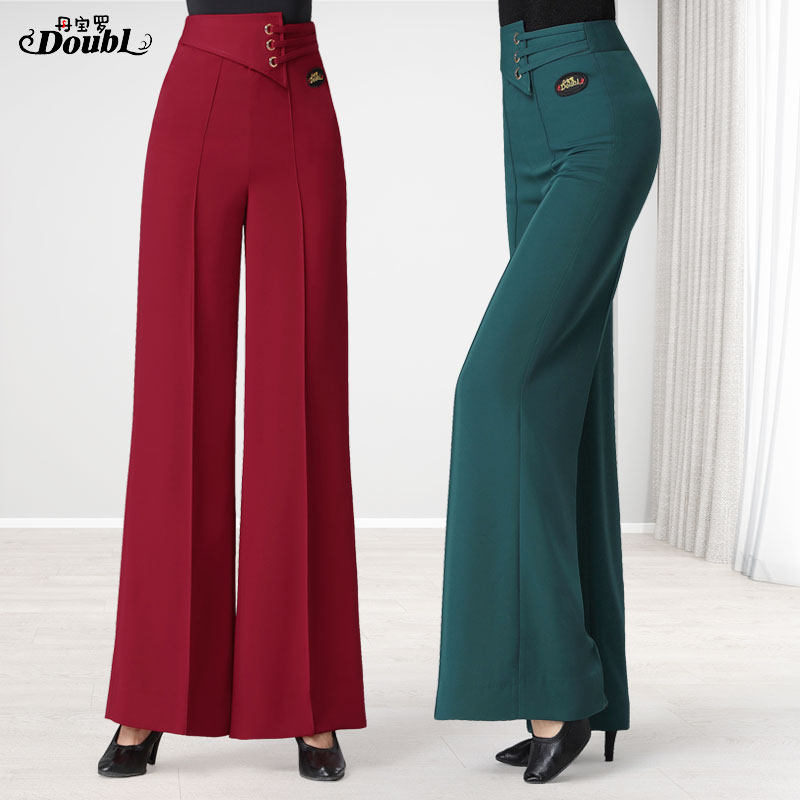 Dan Baoluo social dance wide-leg pants Latin dance practice clothes female adult spring and autumn red professional new dance pants dance clothes