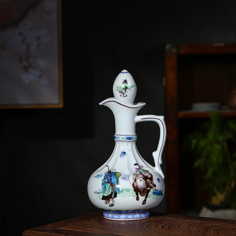 Jingdezhen hộ gia đình rượu vang gốm Trung Quốc chịu nhiệt độ cao rượu vang Jingdezhen rượu vang trắng rượu vang vàng bộ 1 kg - Rượu vang