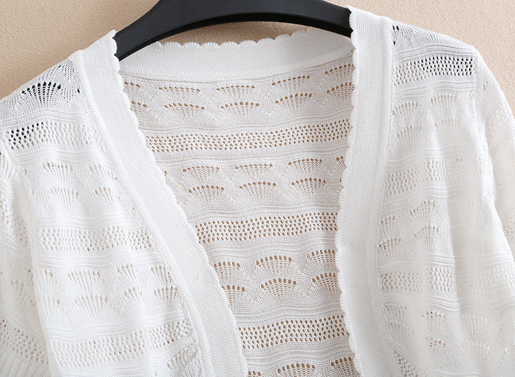 2018 hoang dã áo len đoạn ngắn cardigan nhỏ nữ mùa hè ăn mặc mỏng vest bên ngoài ngắn tay rỗng kem chống nắng khăn choàng áo áo da nữ đẹp