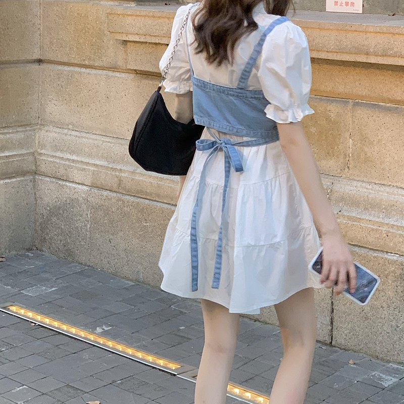 Puff Sleeve Shirt Dress Two-Piece Set Women's Clothing 2026 New Denim Camisole Fashion Two-Piece Set